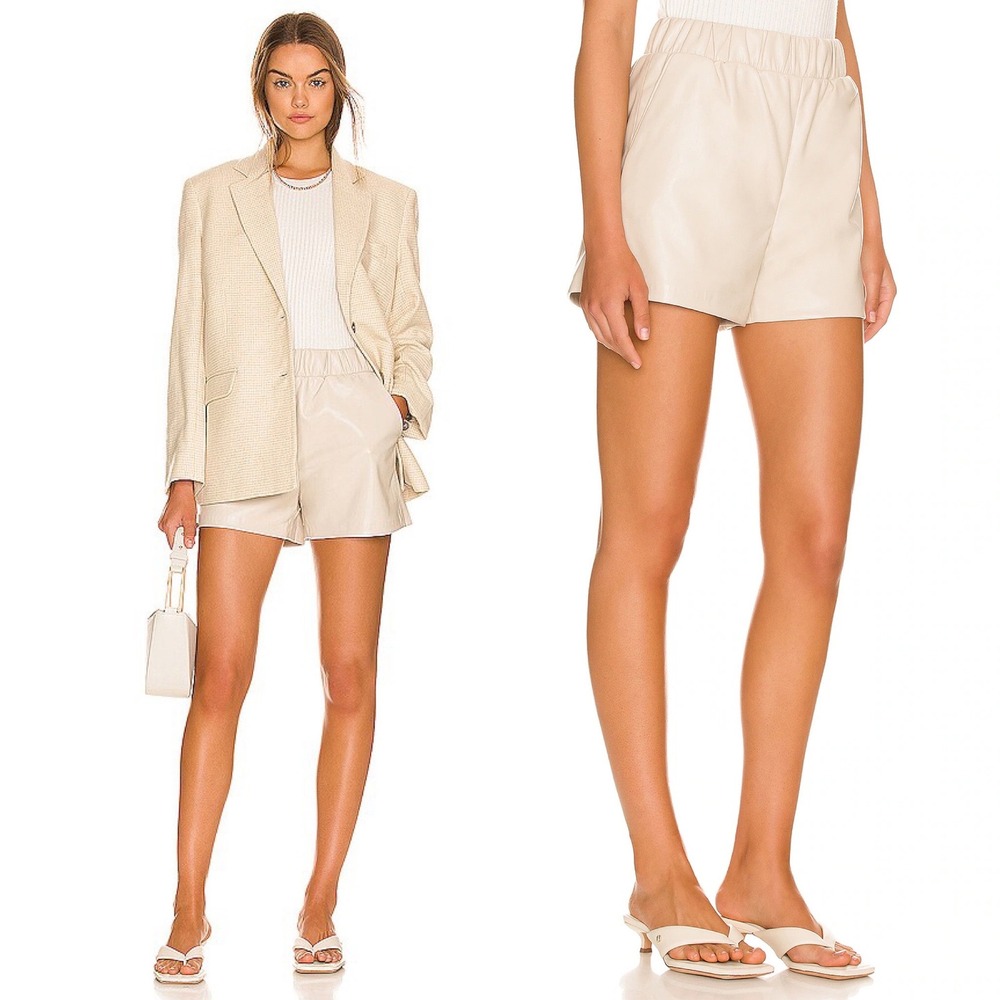 NWT‎ ANINE BING Sofia Short in Beige Vegan Leather Size XS Chic Sexy